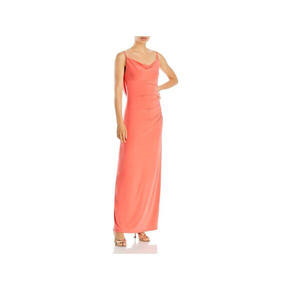 AQUA Dresses & Skirts - AQUA Womens Orange Open Cowl Back Lined Spaghetti Strap Gown Dress M